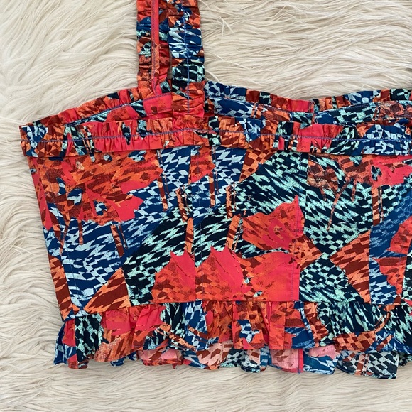 Ulla Johnson Blue Red Abstract Print Button Front Alexandra Tank Top Flamingo - Picture 7 of 10